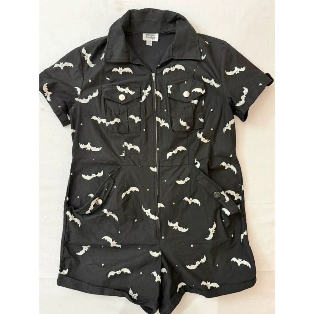Unique Vintage Glow in the Dark Bat Mia Romper Large  Gothic